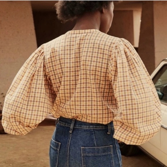 DOEN Scarlet Blouse Orange Meringue Plaid
Cotton Top Blouse - Picture 3 of 8